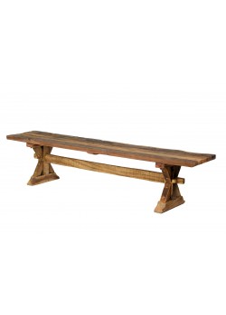 Reclaimed Teak Bench with Wooden Base
