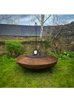 180 cm Original Firebowl on Tudor Stand with Tripod and Swing Grill