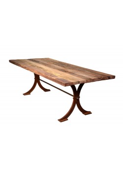 Reclaimed Teak Table with Cast Iron Base